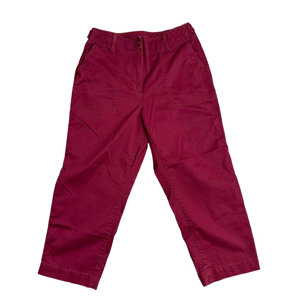 Talbots Red Cargo Pants Women’s 8 High Rise Utility Cropped Casual Gorpcore Boho